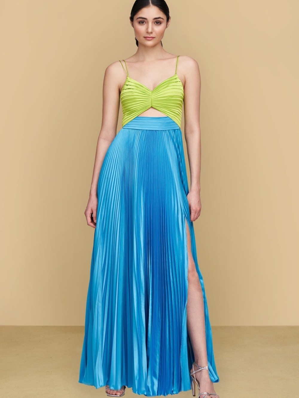 Amur Silas Two Tone Maxi Dress Adonis Blue Size 4 NWT